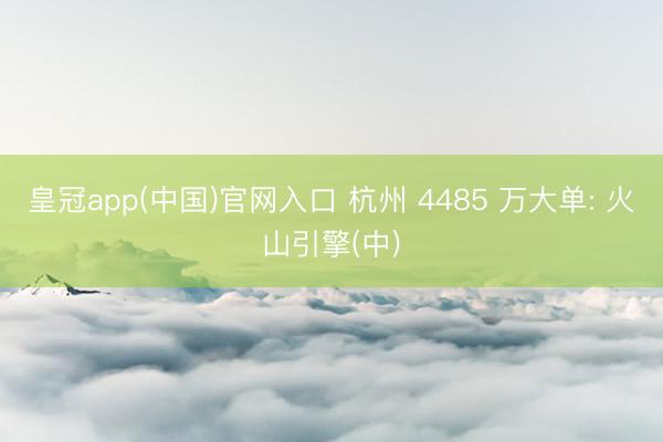 皇冠app(中国)官网入口 杭州 4485 万大单: 火山引擎(中)