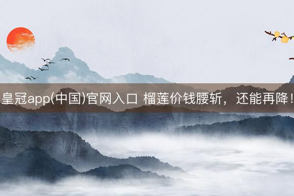 皇冠app(中国)官网入口 榴莲价钱腰斩，还能再降！