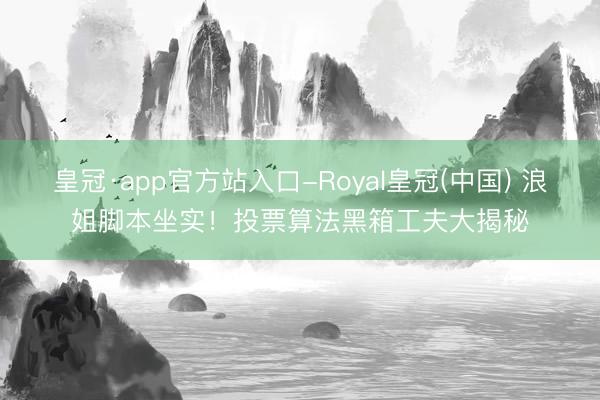 皇冠·app官方站入口-Royal皇冠(中国) 浪姐脚本坐实!投票算法黑箱工夫大揭秘